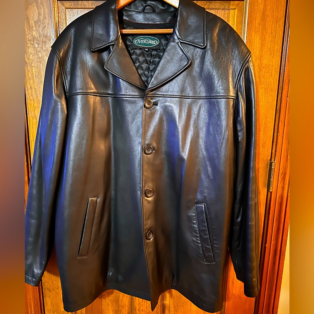 Men's Lined (removable) Soft Lambskin Leather Overland Car Coat-2XL